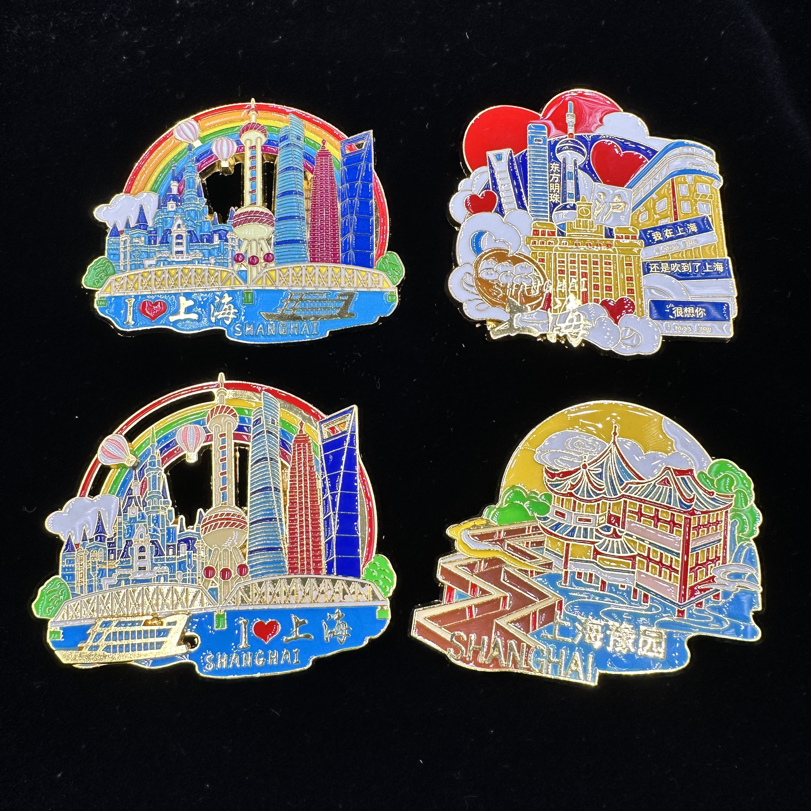 上海金属冰箱贴彩虹东方明珠可滑动外滩豫园文创纪念品磁铁冰箱贴