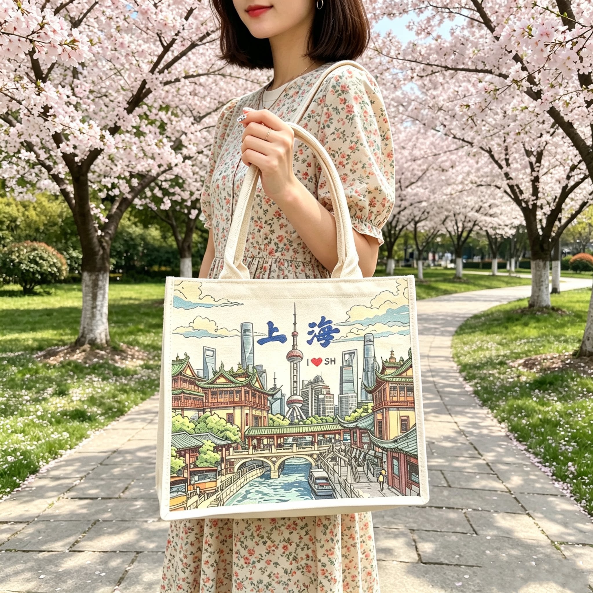 上海帆布印象托特包文创城市手提袋休闲百搭大容量包包送朋友图片