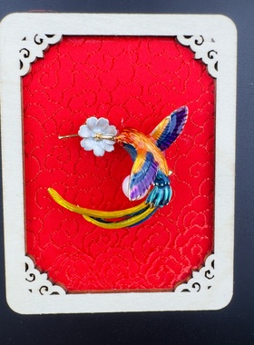 木质国风蓝色蜂鸟文创冰箱贴古风装饰旅游纪念品磁吸贴锦鲤伴手礼