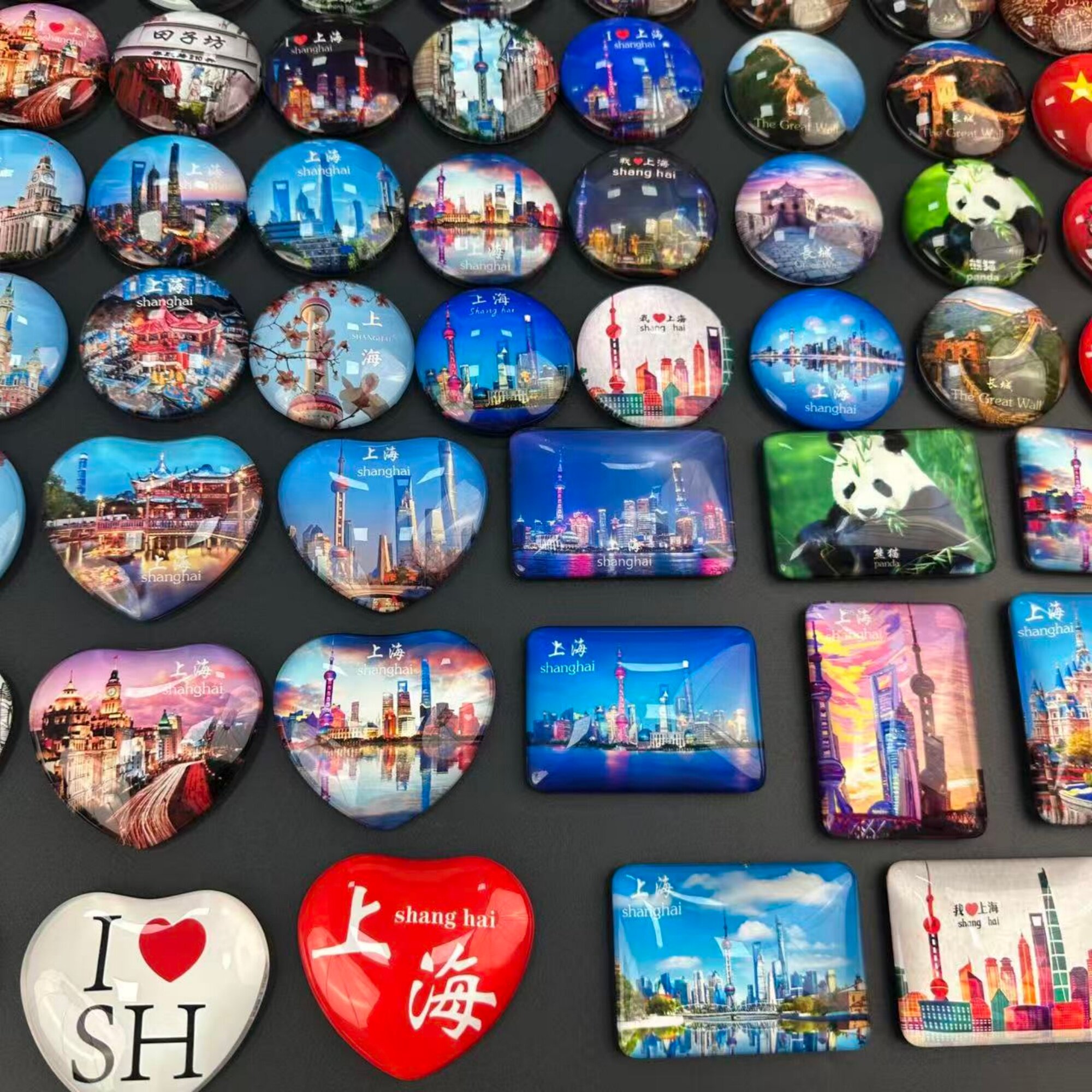 上海旅游纪念品时尚水晶玻璃冰箱贴磁吸定制东方明珠外滩城隍庙