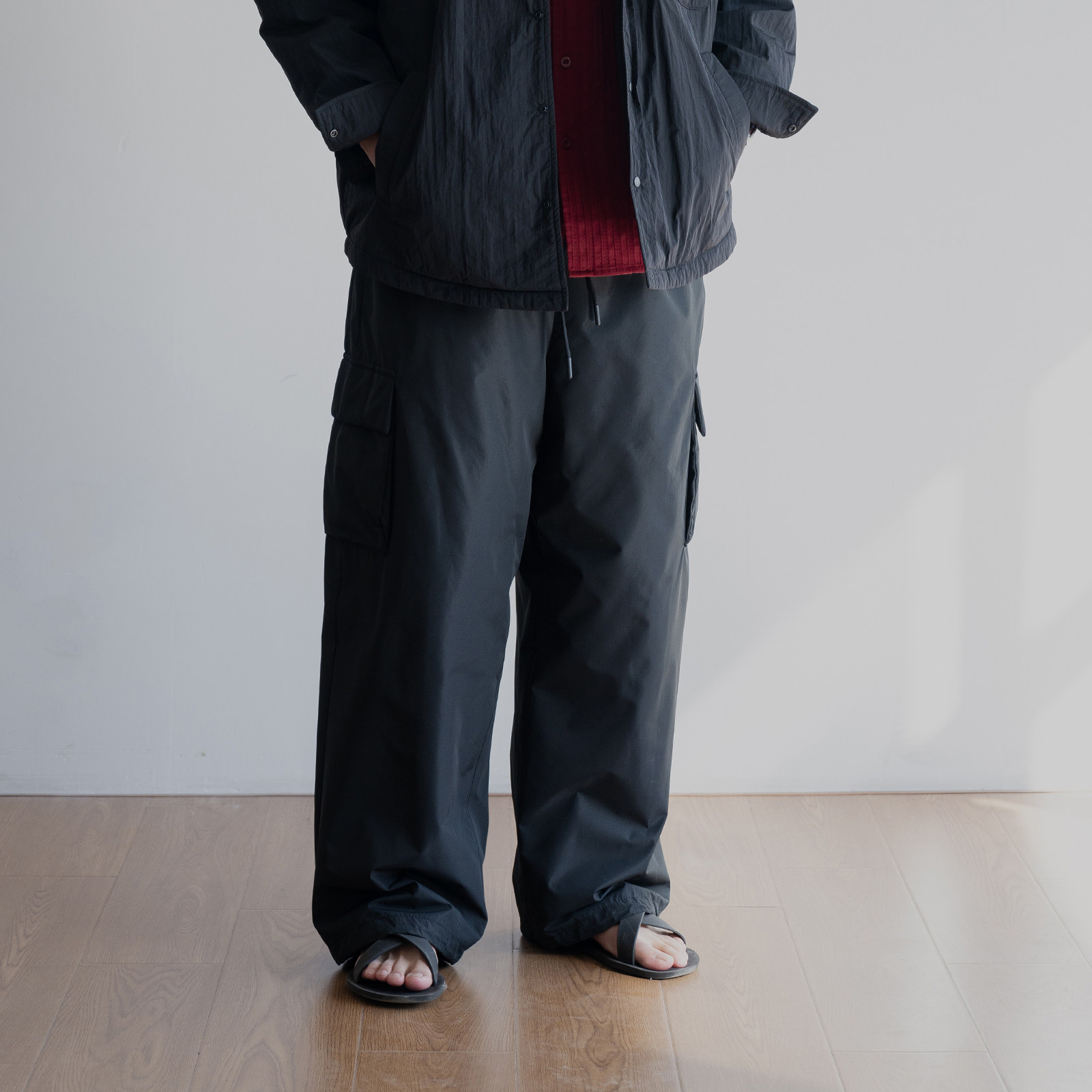 雾撞山野羽绒阔腿裤男加厚保暖冬季工装风黑色多口袋抽绳休闲长裤,男装,休闲裤,淘宝优惠券,粉丝福利购,淘宝优惠卷