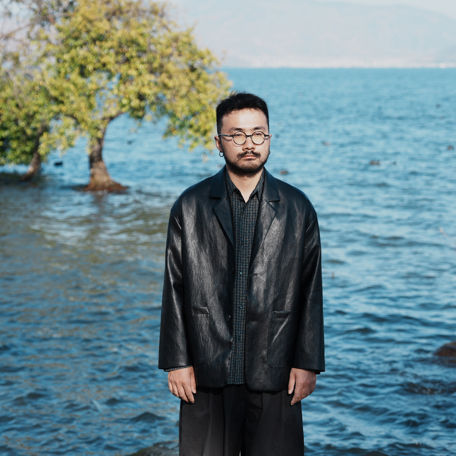 雾撞山野黑色pu皮夹克外套男西装个性设计感日系复古街头西服上衣