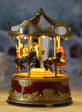Mr.Christmas发光旋转木马音乐盒摩天轮八音盒送女生儿童生日礼物