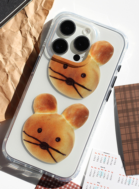 omatl原创老鼠面包 imd光面透明 手机壳适用于苹果iphone