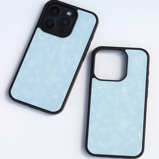 omatl原创蓝底泡泡 适用于苹果iphone 黑边pc磨砂磁吸手机壳