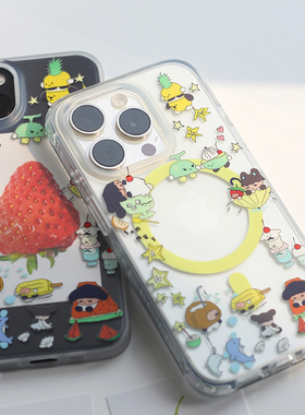 omatl原创夏日水果系列 半透明磨砂 imd磁吸大孔手机壳