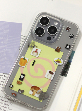 omatl原创小元素拼贴 imd光面透明 手机壳适用于苹果iphone