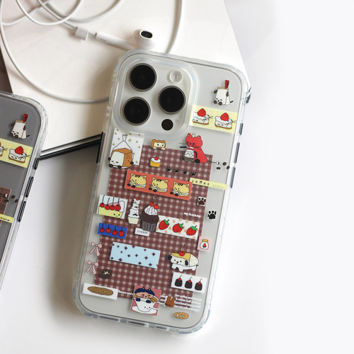 omatl原创古早拼贴猫咪咖啡屋 imd手机壳 适用于苹果iphone