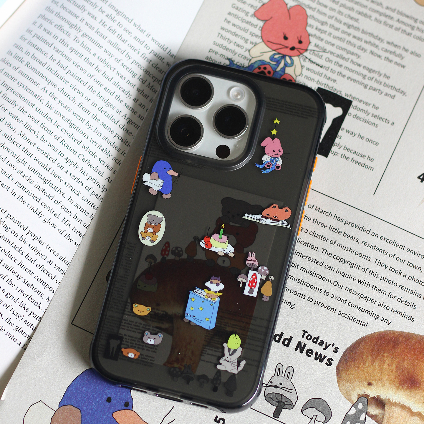 omatl原创小镇日报系列 imd半透黑手机壳 适用于iphone