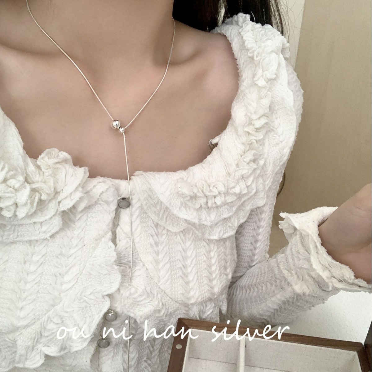 lulu S925纯银银球蛇骨项链女ins风小众设计轻奢长款秋冬锁骨毛衣