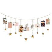 北欧ins 饰照片 背景墙金属链挂饰木质星星月亮客厅卧室床头墙壁装