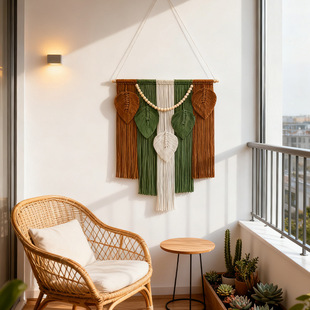流苏叶子手工编织挂毯民宿墙饰卧室客厅背景墙壁上挂饰波西米亚
