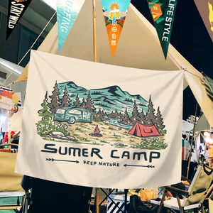 定制营地气氛野营挂旗户外帐篷露营camp life美学墙上装饰背景布