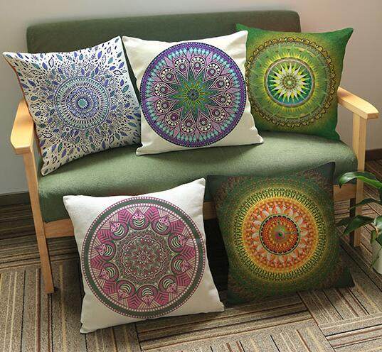 曼陀罗图案家居抱枕波西米亚枕套