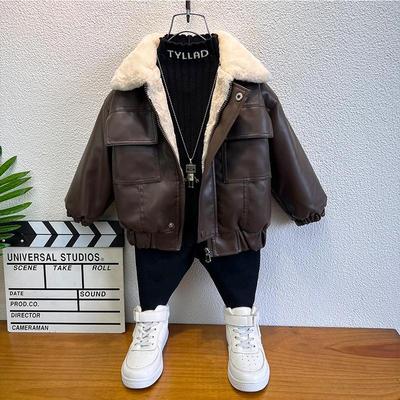 男童皮衣外套秋冬装2025新款