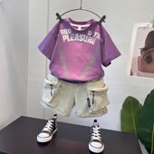 2026新款 裤 夏男孩潮帅气时髦夏装 t恤工装 两件套 儿童短袖 男童套装