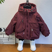 儿童加绒加厚派克服宝宝外套秋冬款 儿童冬季 棉衣男童棉服2025新款