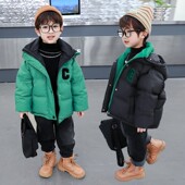 连帽外套儿童冬装 男童羽绒服冬季 白鸭绒男孩帅气韩版 假两件衣服