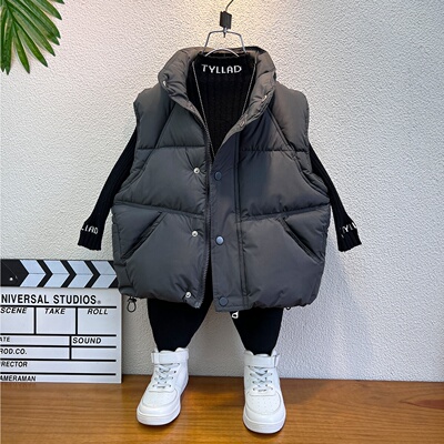 羽绒棉马甲外穿男童冬装上衣2025新款儿童棉坎肩宝宝秋冬加厚马夹