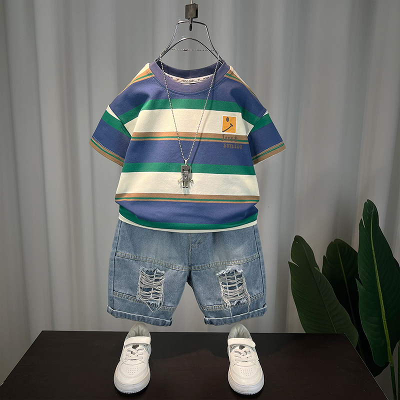 童装男童短袖套装2023新款