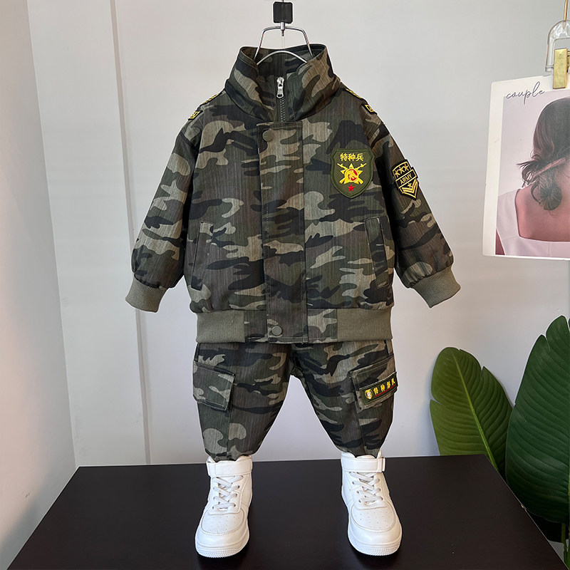 儿童迷彩服套装男童秋季外套中国特种部队警官衣服军训小孩演出服