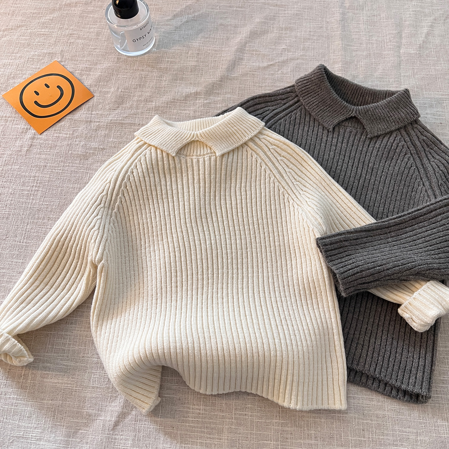 男童个性小翻领毛衣秋冬款2025新款冬季加厚儿童毛线衣宝宝针织衫