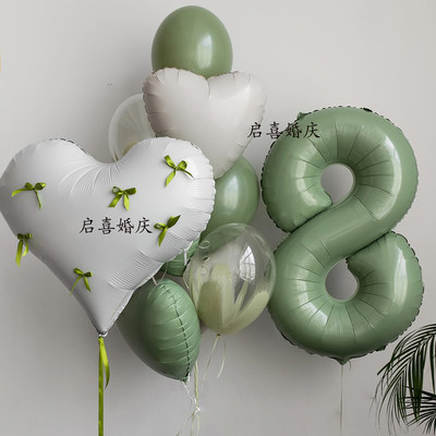 新款40寸橄榄绿数字铝膜气球