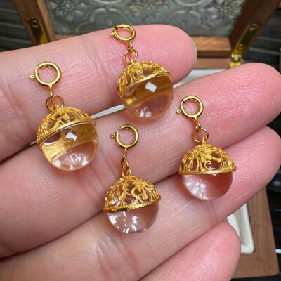 爆款天然白水晶灯泡万能扣小滴溜吊坠S925银配件DIY项链珠串配饰