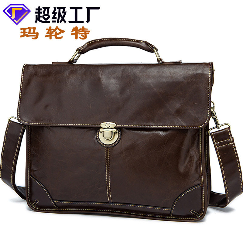 男士商务公文包 真皮男包手提包皮包14寸斜挎包电脑包男士信封包