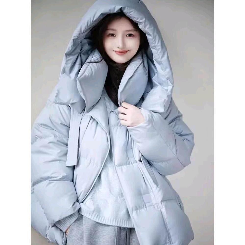 2024许愿池鹅绒服90白鹅绒羽绒服女可拆卸帽短款加厚时尚外套甜美