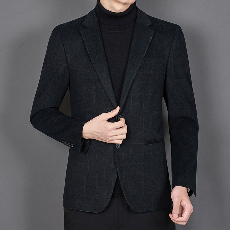 2024休闲西装外套男士秋冬韩版潮流修身羊毛西服商务休闲正装上衣