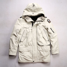 可拆卸内胆连帽中长款真皮羽绒服男机能登山滑雪服休闲黄牛皮皮衣