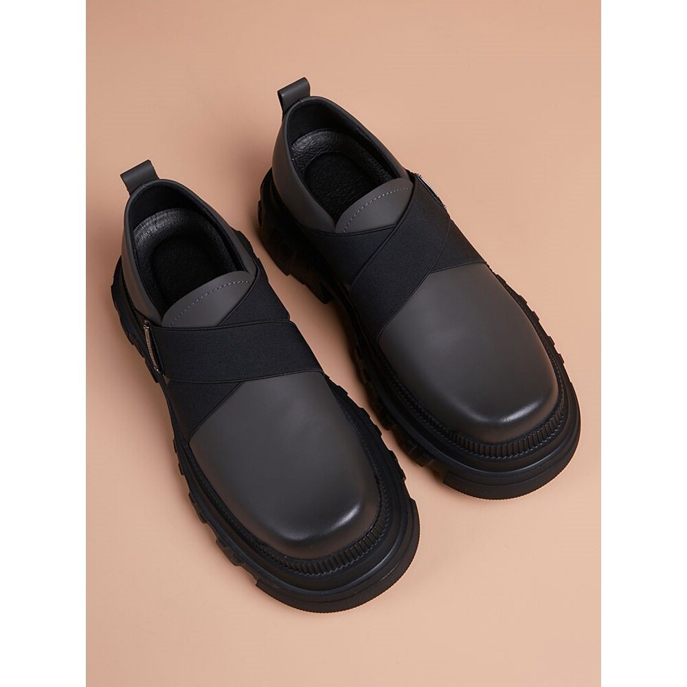 皮鞋男2025新款夏季真皮厚底男鞋增高德比鞋爆款休闲乐福鞋