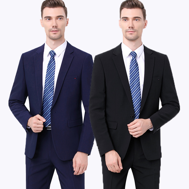 2025秋冬季西装套装商务正装结婚西服新郎羊毛职业宝蓝色休闲西服