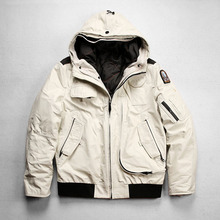 可拆卸内胆连帽真皮羽绒服男多功能休闲运动登山滑雪服黄牛皮皮衣