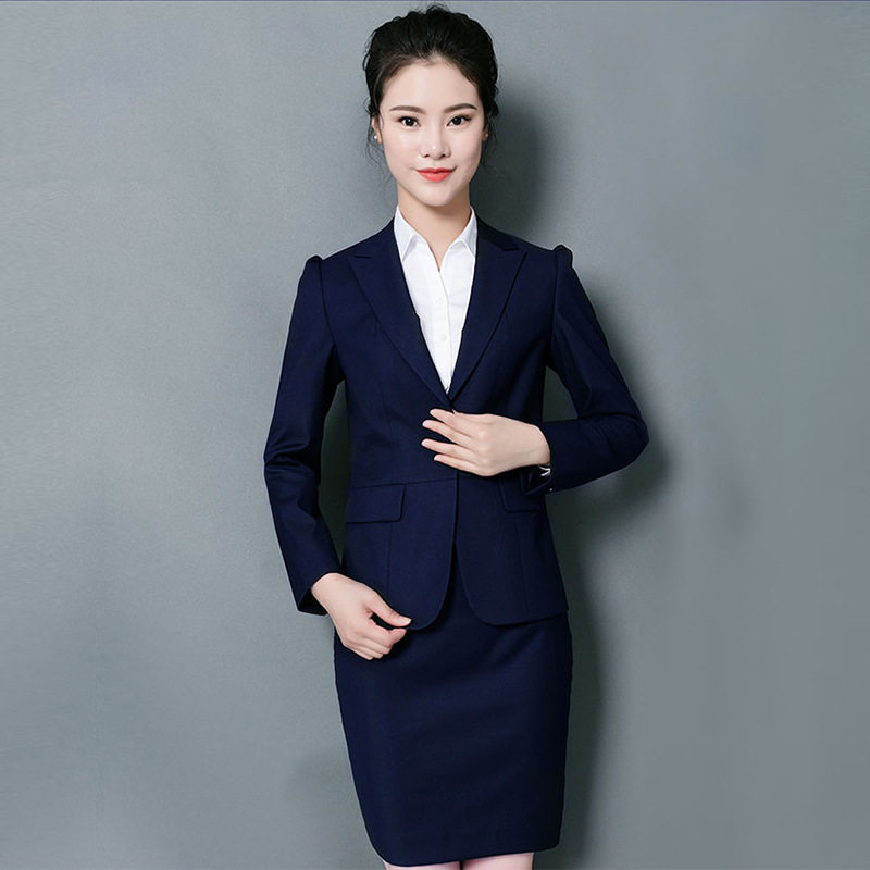 女士商务职业装欧美西服套装裙春季面试休闲黑色三件套修身韩版款