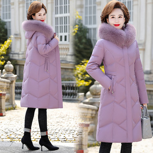 连帽白鸭绒中老年冬季 加厚大码 外套 2023年新款 妈羽绒服女短款