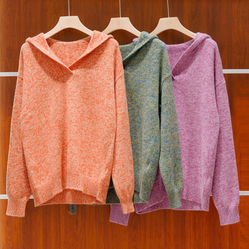 花纱系列~旦可韵羊绒线定款100净山羊绒衫女连帽针织衫加厚毛衣