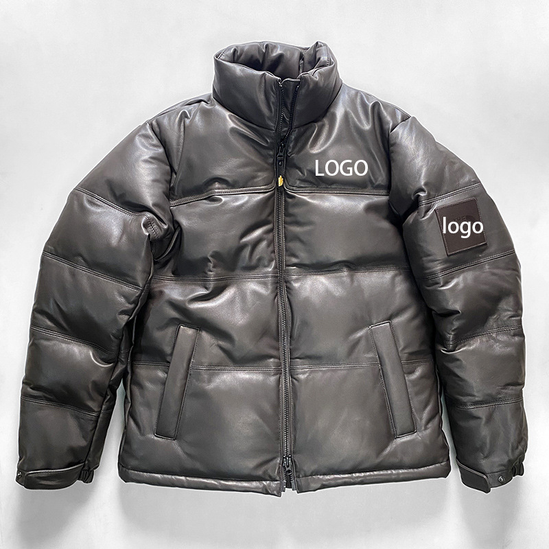 出口冬男女情侣款南面进口绵羊皮羽绒服立领加厚真皮鹅绒服皮衣