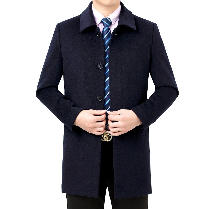 2024冬季中老年细软山羊绒大衣男士中长款爸爸装羊毛呢子外套加厚