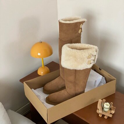 河南桑坡雪地靴羊皮毛一体千颂伊长筒靴过膝保暖两穿冬季款