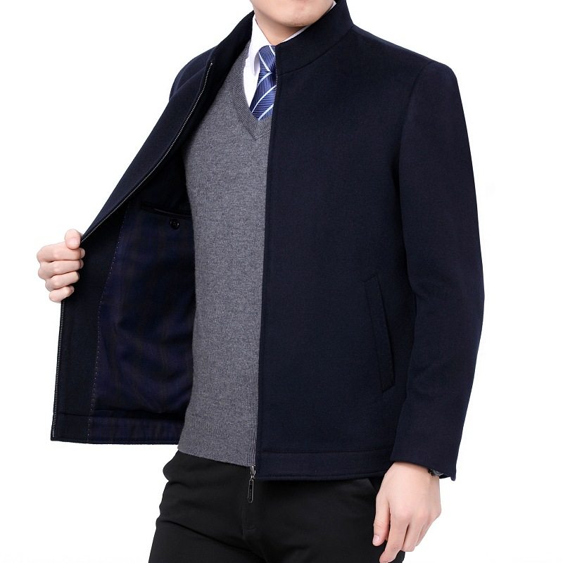 2022羊绒大衣男中长款冬季加厚中老年男士羊毛呢子外套爸爸装夹克