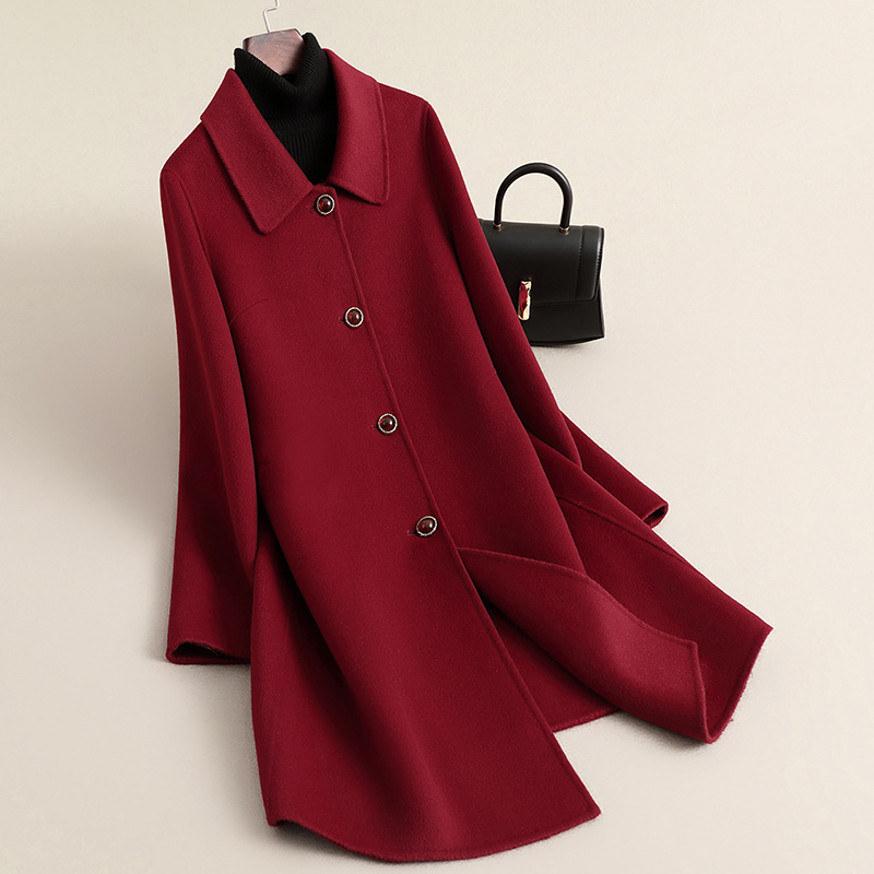 毛呢2025秋季新款外套女宽松大码女装减龄时尚中长款呢子大衣外套