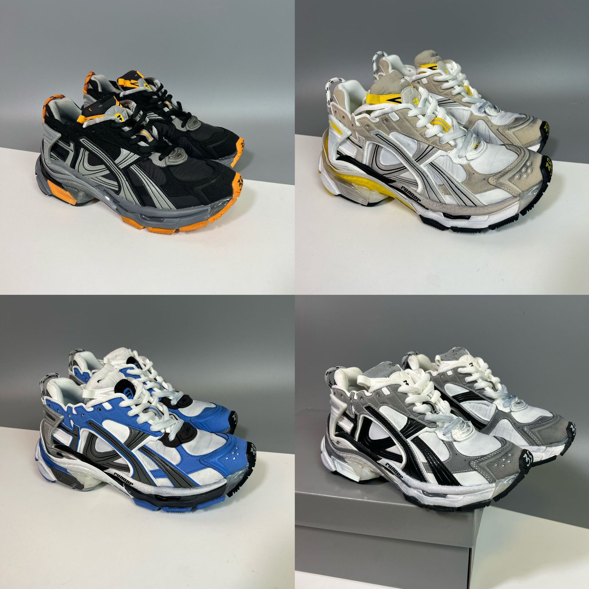 巴黎7.5代Runner复古做旧脏脏布面透气厚底老爹鞋男女同款