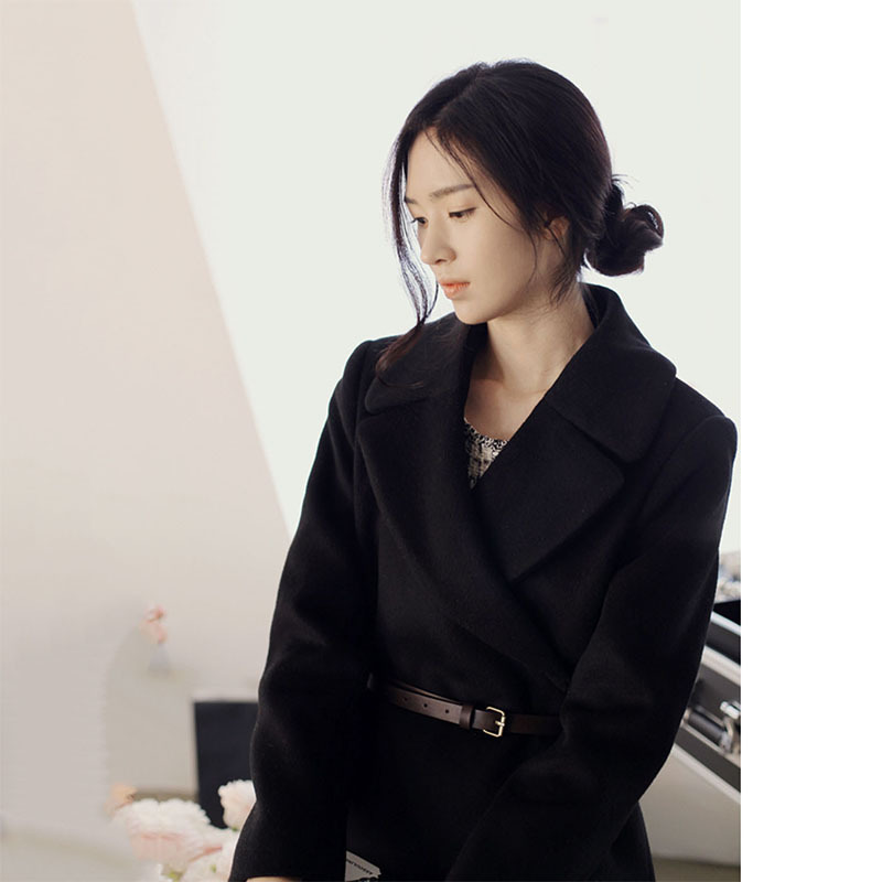 2025年新款女保暖羊毛手工大衣韩版休闲女士黑色外套风衣定制