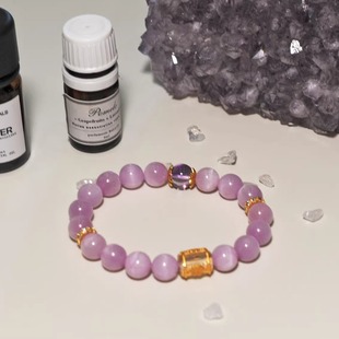 Flow One 一澜原创天然猫眼水晶女手串礼物 温柔月 紫锂辉