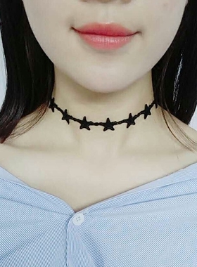蕾丝少女风韩版双层项圈锁骨链