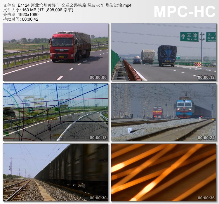 河北沧州黄骅市 交通公路铁路 绿皮火车 煤炭运输 高清视频素材