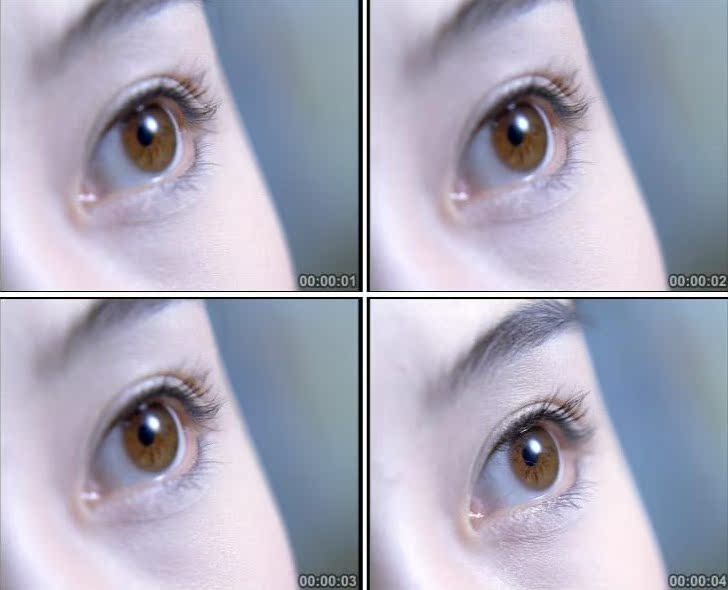 侧面拍摄美女眼睛眨眼快速眨动画面特写实拍视频素材