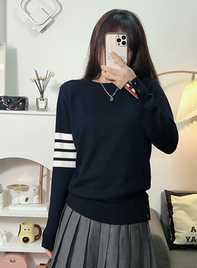 打底衫棉圆领经典款羊毛2025冬季内搭tb针织衫软糯叠穿蓝色毛衣女